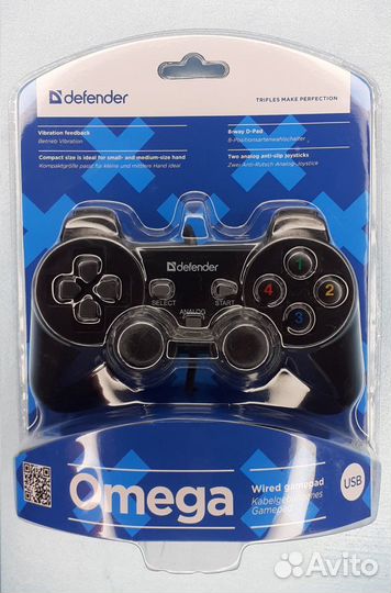 Проводной геймпад Defender Omega PC Black Новый