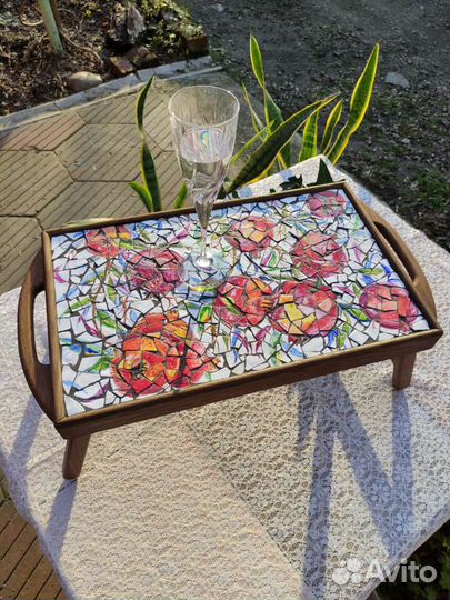 Кофейный Столик-Поднос ручной работы. Мозаика