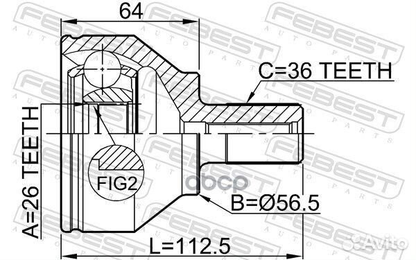 ШРУС наружный 26x54.3x36 (volvo V50 2004) febest