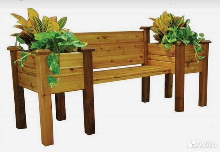 Скамейка со спинкой с 2 кашпо
