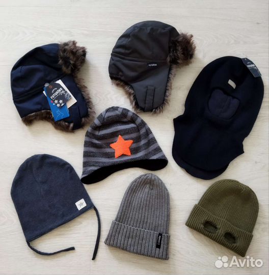 Шапки и варежки для мальчика на 1-4 года