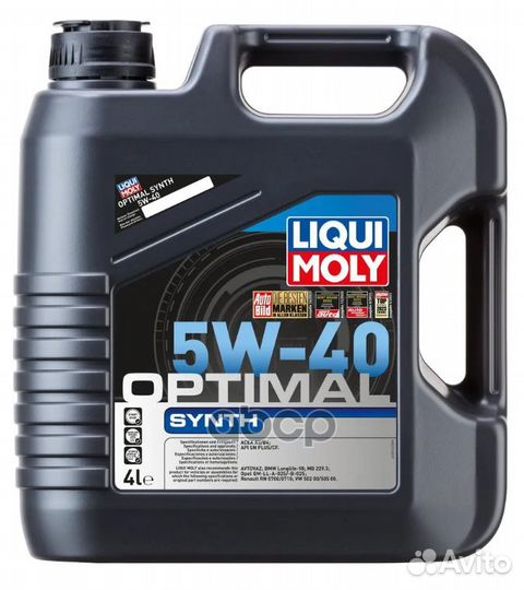 LiquiMoly 5W40 Optimal Synth (4L) масло мотор