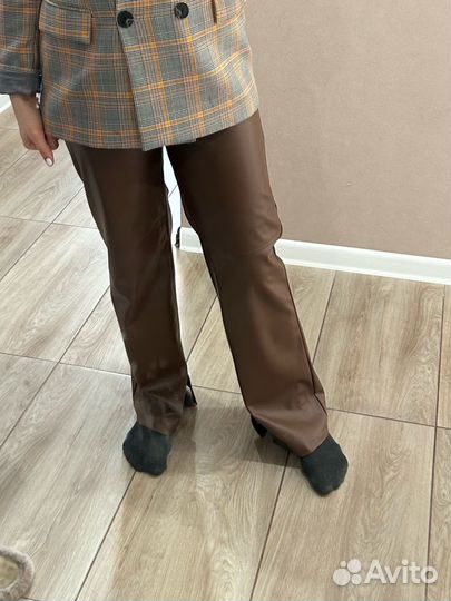 Брюки для беременных кожа коричневые