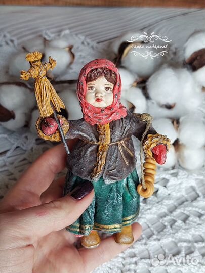 Ватная авторская кукла Девочка с ярмарки