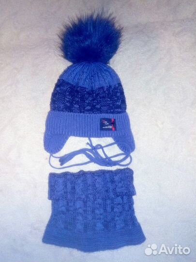 Шапка и шарф - комплект на мальчика от 1 года