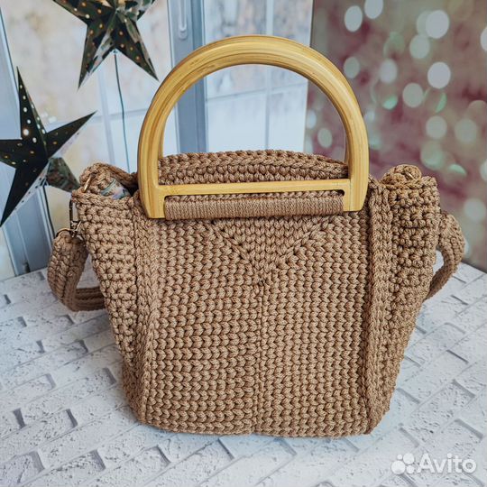 Сумка вязаная из шнура. Ручная работа