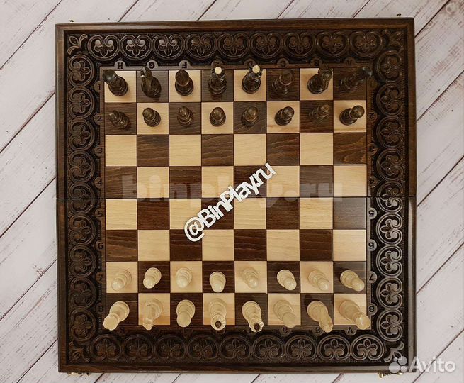 Шахматы, нарды, шашки (3 в 1) резные 5025