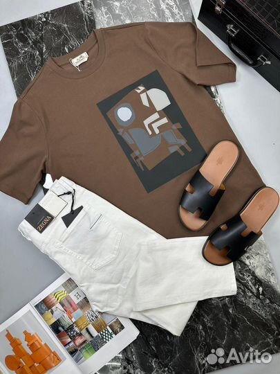 Футболка/джинсы/тапочки Hermes