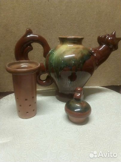 Петушок кувшин-заварочник,керамика с кружками