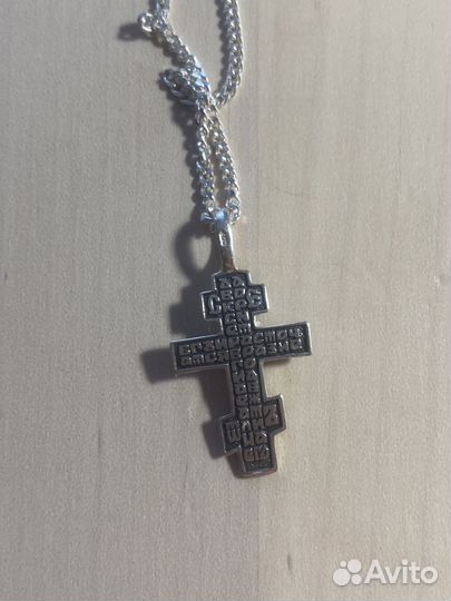 Цепочка серебро с крестиком