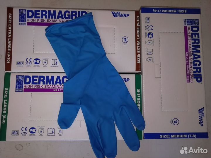 Перчатки латексные DermaGrip особопрочные хай риск