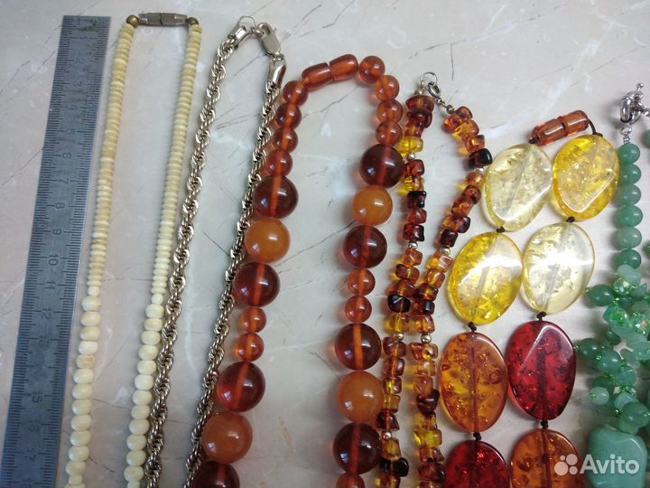 Бусы времён СССР. Винтаж. камни, кость, стекло