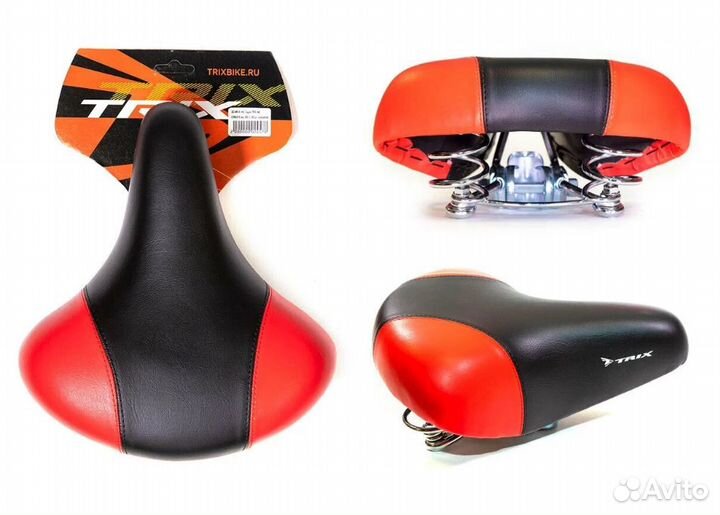 Седло trix комфорт 245x210 мм, пружинное, черно-красное (30)
