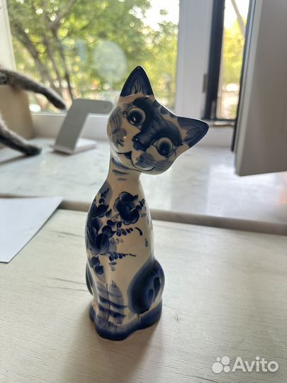 Статуэтка кошка, гжель