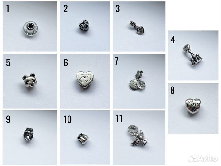 Pandora браслет оригинал 18см. 11 шармов