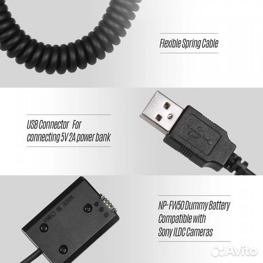 USB питание NP-FW50 Sony A7 A7II A7R A7RII A7SII