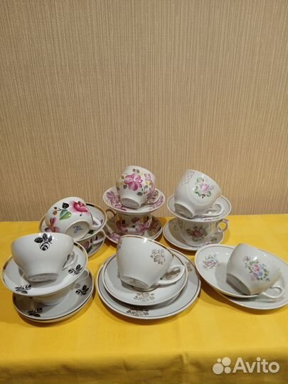 Чайные пары,блюдца, чайники