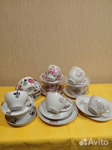 Чайные пары,блюдца, чайники