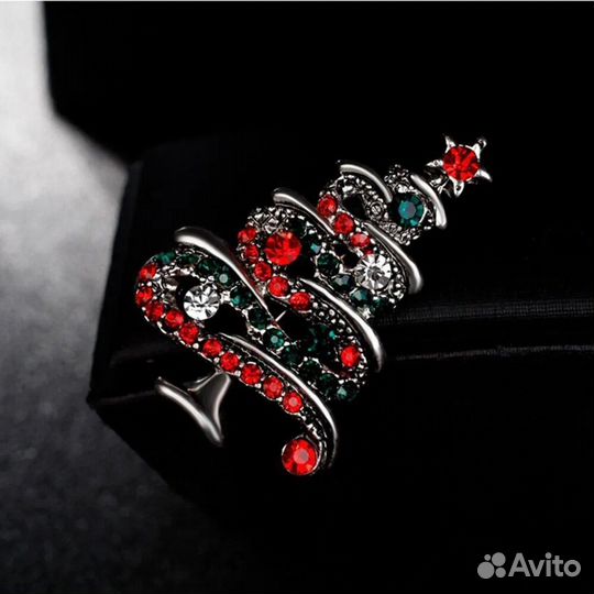 Брошь Новогодняя Елка тип 9 кристаллы