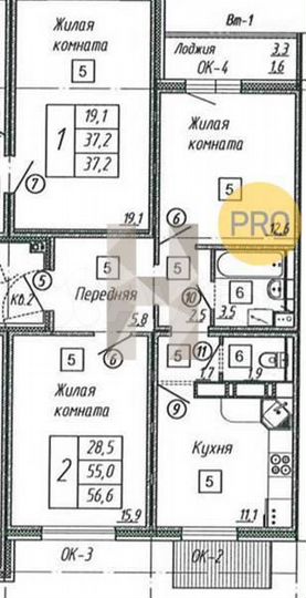 2-к. квартира, 56,6 м², 17/17 эт.