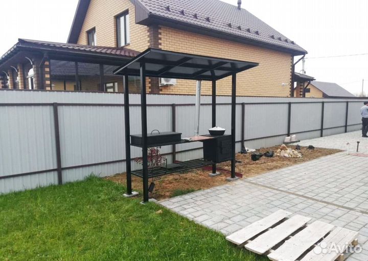 Мангал с печью под казан