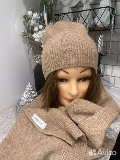 Шапка и шарф на весну(шерсть)