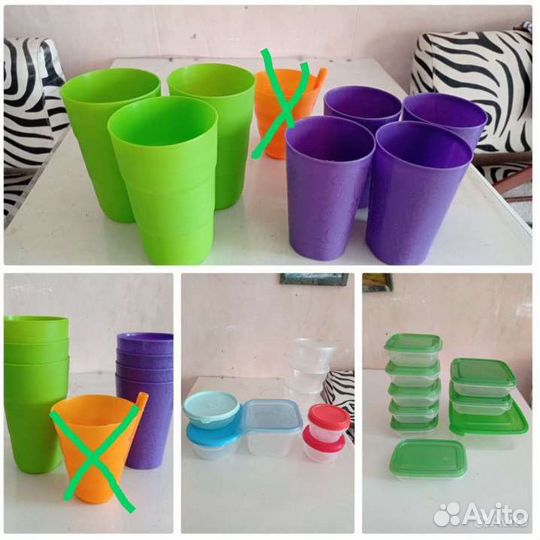 Посуда (тарелки, чашки, контейнеры, бутылки, банки