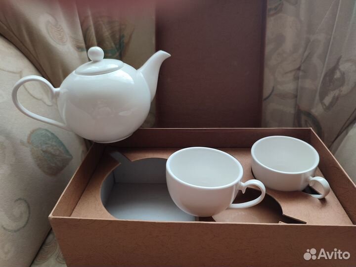 Набор чайная пара, чайник, 2 чашки, 2 блюдца 15 см