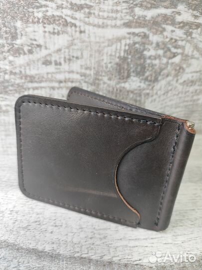 Зажим для денег кожаный ручной работы
