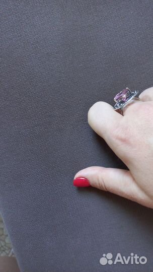 Набор серьги и кольцо с розовыми цирконами