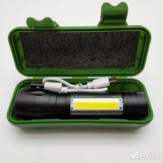 Фонарь мини 2 LED 3 режима COB Q5 зарядка USB