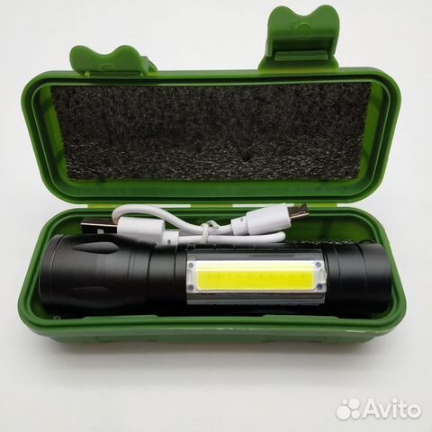Фонарь мини 2 LED 3 режима COB Q5 зарядка USB