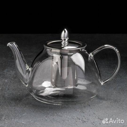 Чайник стеклянный заварочный с металлическим ситом