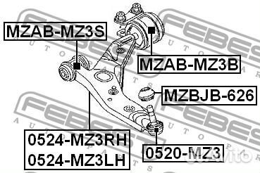 Febest mzab-MZ3S Сайлентблок рычага ford focuskuga