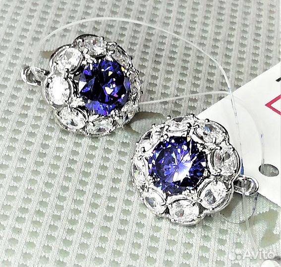Серьги серебро танзанит С163