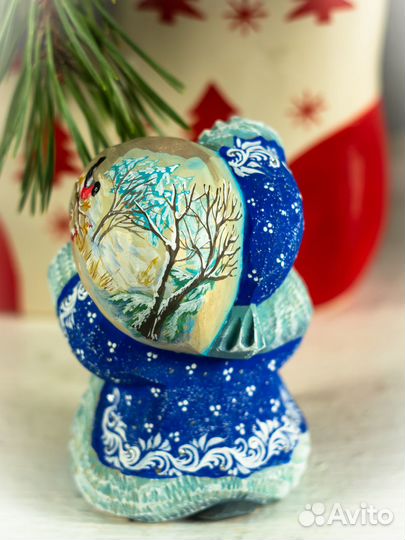 Дед Мороз деревянный с посохом