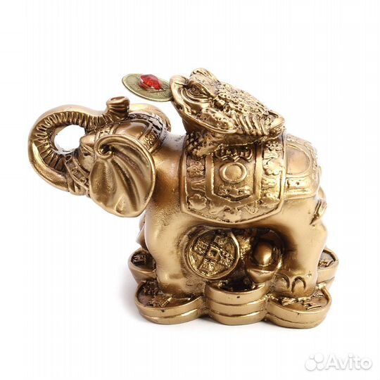 Жаба с Монетой на Слоне Статуэтка под бронзу RU700