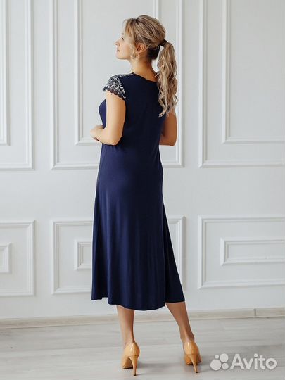 Оптом. Сорочка Аглая - синий - 46