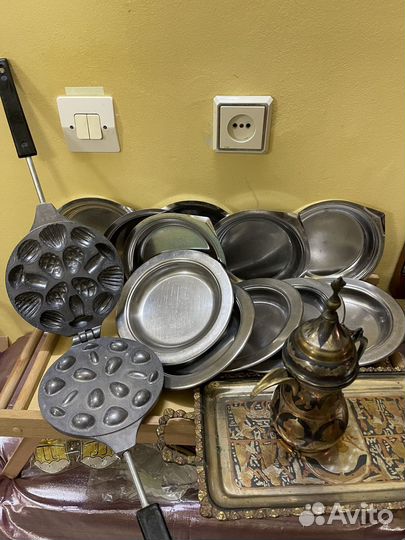 Орешница, тарелки нержавейка, набор кувшин+поднос