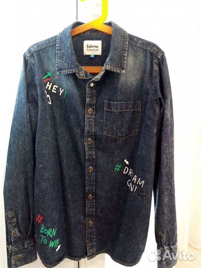 Джинсовая рубашка, рост 140