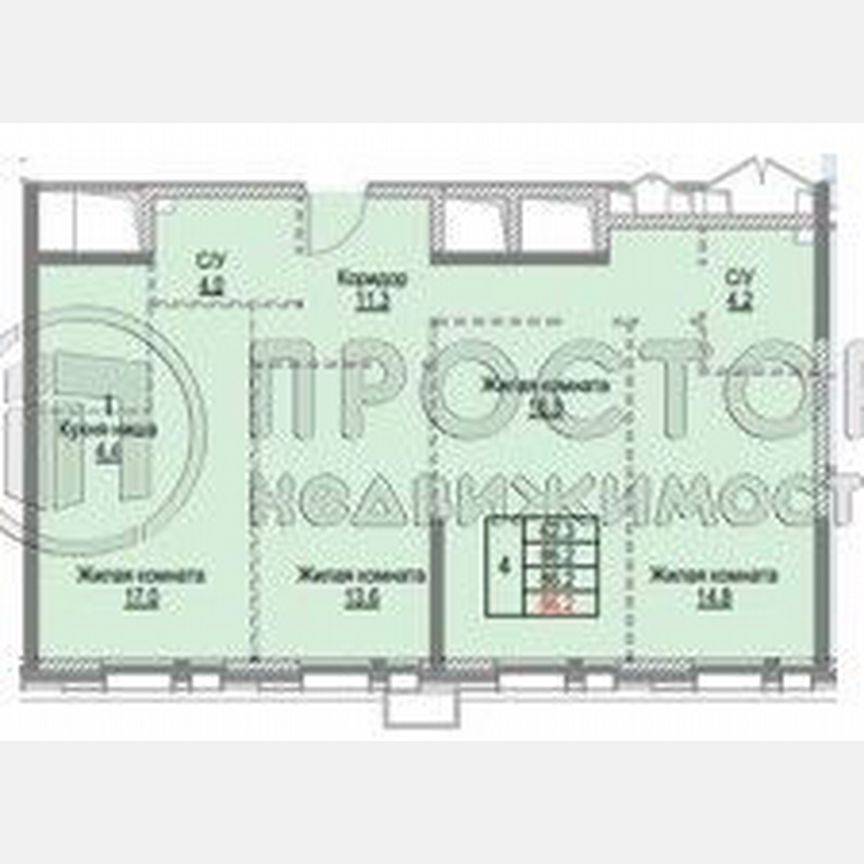 3-к. квартира, 86,2 м², 7/12 эт.