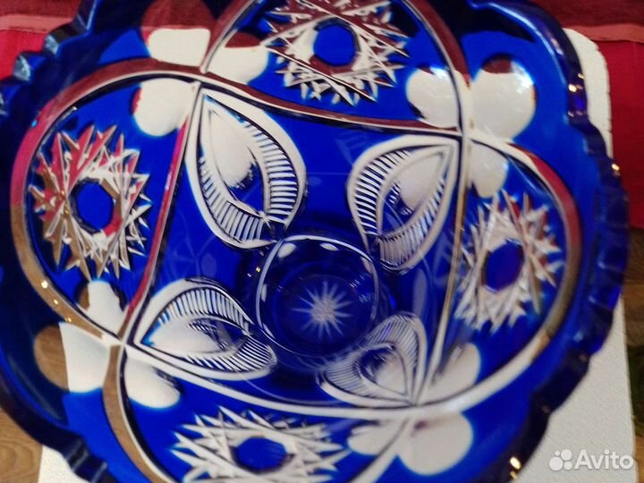 Ваза кобальт синяя тяжёлая