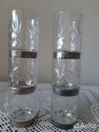 Хрустальные стопки с мельхиором