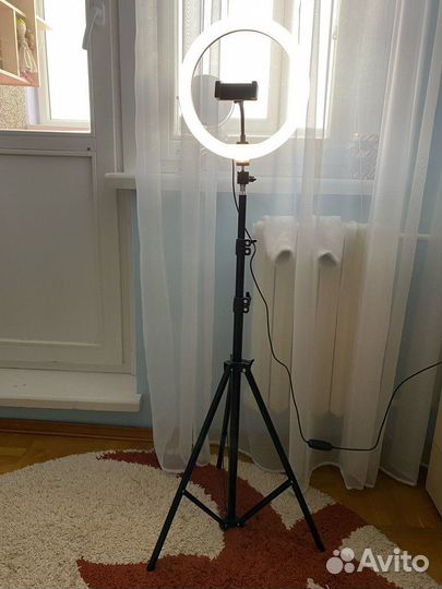 Кольцевая лампа цветная 26см со штативом