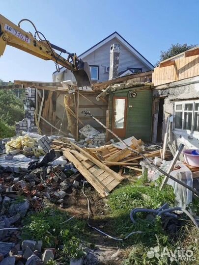 Слом домов, деревянных построек уборка
