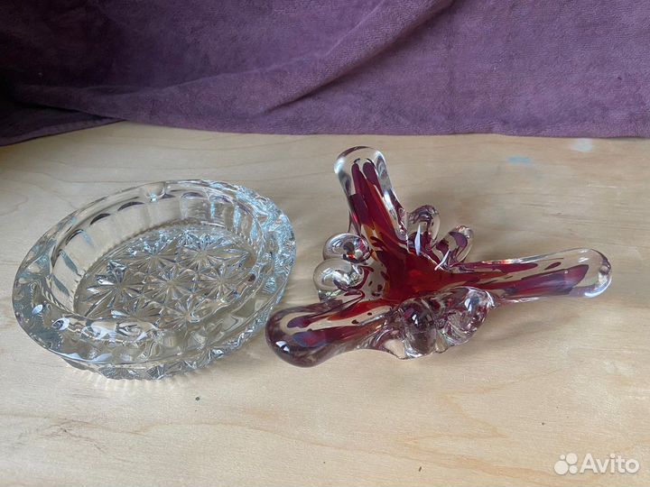 Пепельница хрусталь, богемское стекло