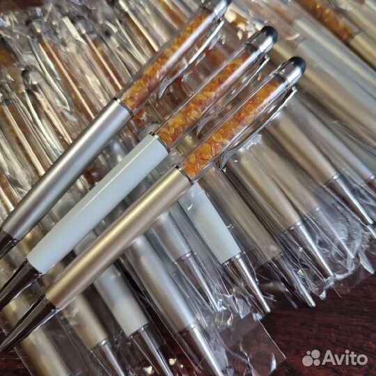 Ручка стилус с натуральным янтарём