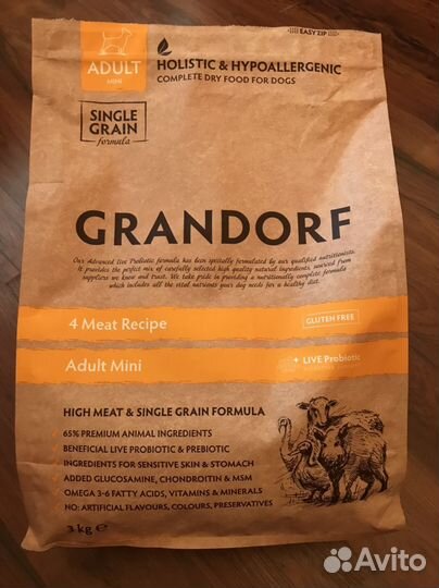 Корм для собак grandorf 4 мяса