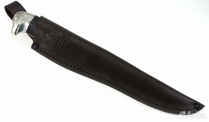 Нож Орел сталь дамаск рукоять черный граб мельхиор