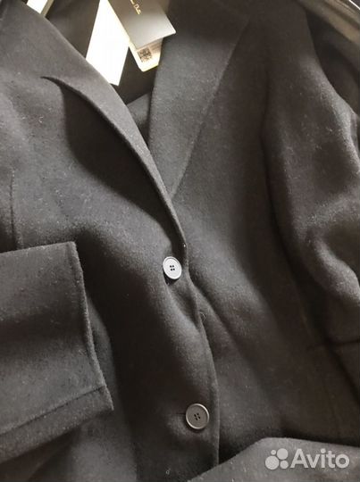 Пальто, бренд Dutti, дл.макси.черное, шерсть